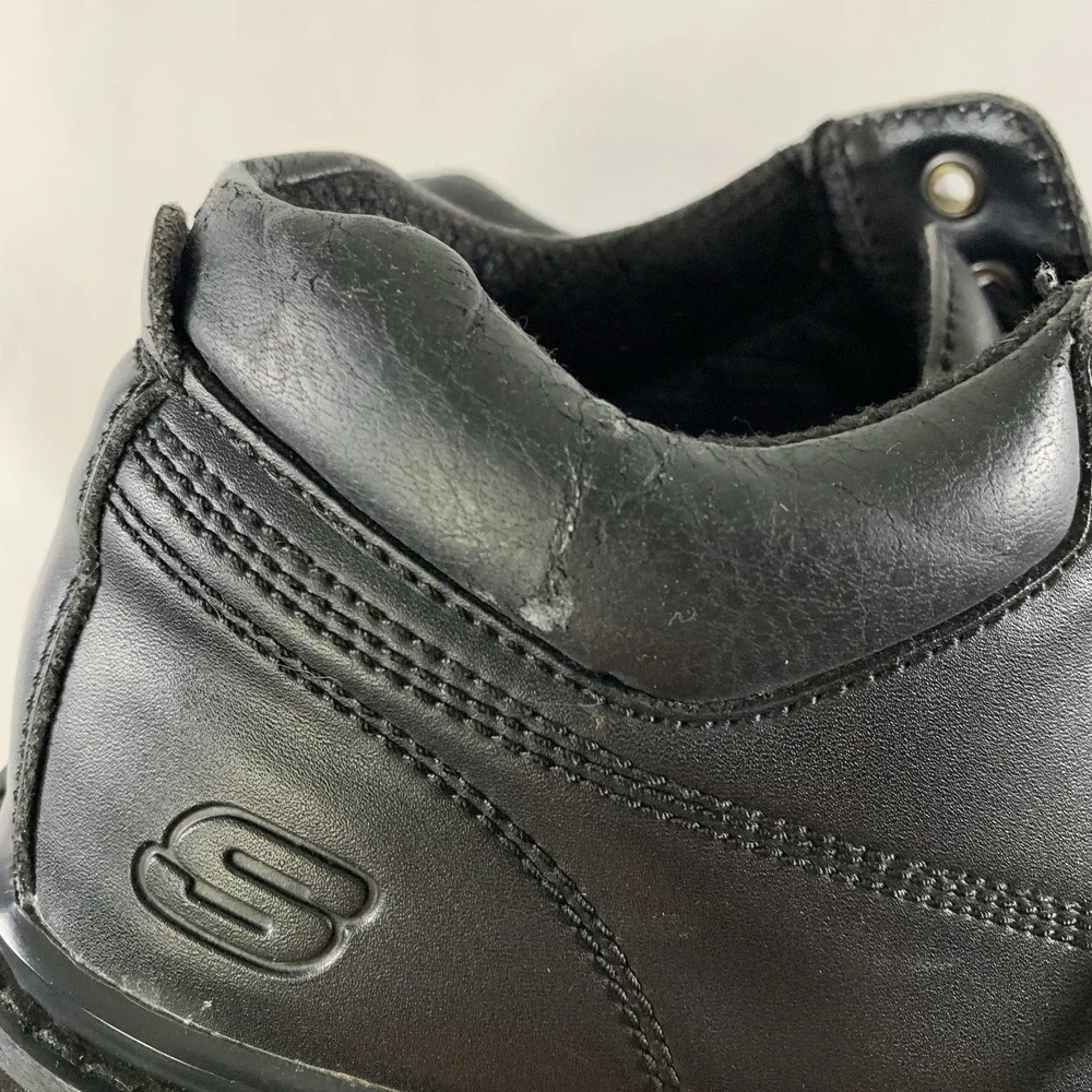 Skechers Mens Y2K Leather Lace Up Lug Sole Work Boots Size 10.5 Extra Wide Black